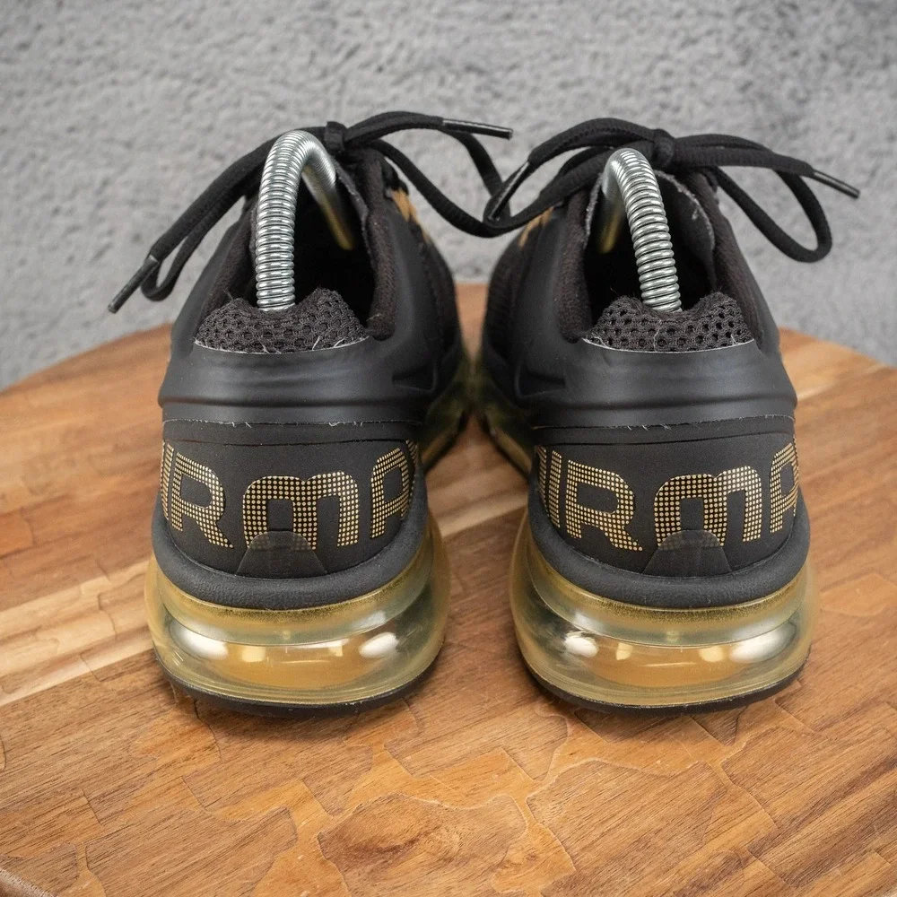 Nike Air Max 555426-005 Black Gold Mesh Sneaker Kids 7Y Womens Sz 8.5